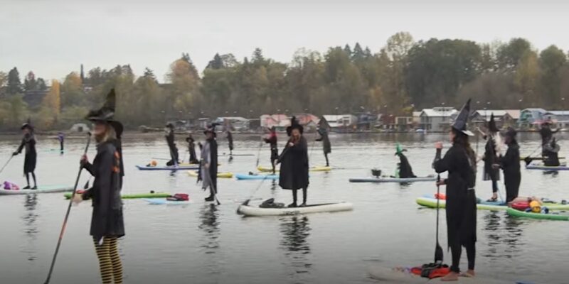 witches paddle boarding